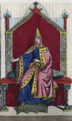 Portrait of Matilda of Tuscany (1046 - 1115) Italian Noblewoman - engraving from 