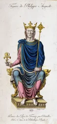 Portrait of Philip Augustus on his throne - from a 13th century document