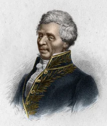 Portrait of Pierre Simon, Marquis de Laplace, astronomer. Engraving from 1833