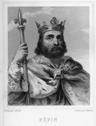 Portrait of Pépin le Bref (v. 714 - 768), King of the Franks, first of the Carolingians - in “Histoire des Français” by Lavallée
