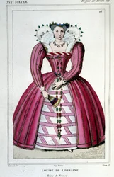 Portrait of Queen Louise of Lorraine (1553 - 1601), wife of Henry III. Engraving from 1830.