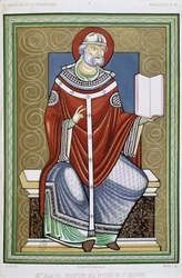 Portrait of Saint Gregory, chromo 19th from miniature of the Epistles of Saint Gregory