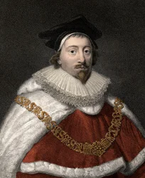 Portrait of Sir Edward Coke, English Jurisconsult - Colour engraving of the 19th century