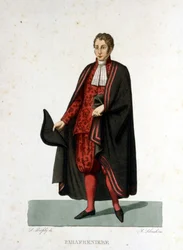 Portrait of a papal palace of the Vatican State (19th century engraving)