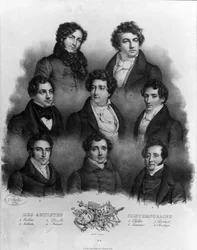 Portrait of different opera singers: Giovanni Battista Rubini, Luigi Lablache, Domenico Donzelli, Adolphe Nourrit, Choblet, Nicolas Prosper Levasseur, Louis Antoine Ponchard
