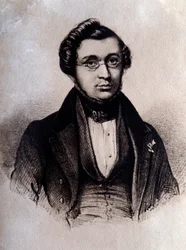 Portrait of english composer Adolphe Adam. Engraving. 19th century Bologna, civico museo bibliografico