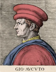 Portrait of the English mercenary and condottiere John Hawkwood (Jean Haccoude or Giovanni Acuto) (1320-1394)