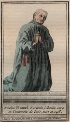 Portrait of the alchemist Nicolas Flamel - Engraving