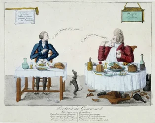 Portrait of the gourmand: you must eat to live, you must live to eat - engraving