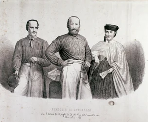Portrait of the Patriot and Hero of the Risorgimento Giuseppe Garibaldi (1807-1882) with His Daughter Teresita and His Wife Stefano Canzio