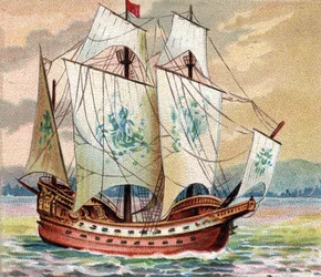 Portuguese carrack - representation of a carrack (nau), a ship type of the Portuguese fleet of the late 15th century