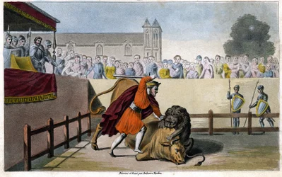 Pepin the Short Slays a Lion Fighting a Bull