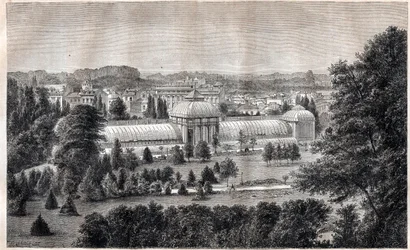 Public garden of Bordeaux - engraving around 1867