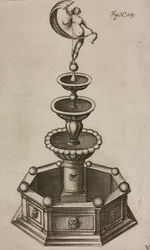 Pyrotechnic Fountain Concealing Fireworks System Inside, Engraving from Grand Art d