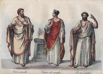 Religion in ancient Rome - Roman priest - Regina sacrorum - Rex Sacrorum (rex sacrificulus) - engraving from 