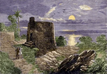 Religion of the Farsis: the funeral ritual consists in placing the bodies of the deceased in a tower, the Tower of Silence, where they are devoured by vultures. Malabar region