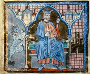 Representation of King Ferdinand III of Castile or Saint Ferdinand (1199-1252) Miniature taken from the manuscript 