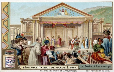 Representation of a Game of Passion in Oberammergau (Germany) - Liebig Chromolithography