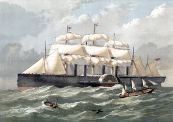Representation of the British ship Great Eastern, first giant liner, inaugurated in 1858 designed by Isambard Kingdom Brunel