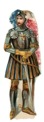 Representation of the Knight Pierre Terrail, Lord of Bayard. Chromolithography, Late 19th Century