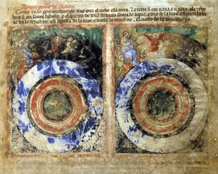 Representation of the Creation of the World. Genesis. Miniature from Codex 212 (or Padovano Codice or Bible of Padua) 1390-1400, Rovigo, Accademia dei Concordi