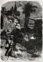 Rodomont, Isabella and the Old Hermit - 1851 engraving from 