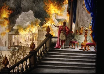 Roman Antiquity: The Emperor Nero Contemplating the Fire of Rome on July 18, 64
