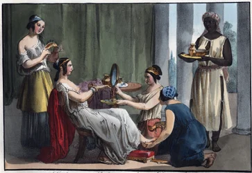 Roman lady at her toilet - engraving from “Usi e costumi di tutti i popoli dell
