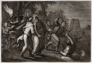 Royaumont Bible, New Testament: Arrest of Jesus Christ or the Kiss of Judas (illustration from 1811)