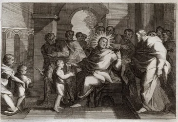 Royaumont Bible, New Testament: Child model of humility (illustration from 1811)
