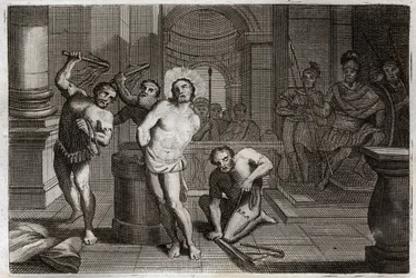 Royaumont Bible, New Testament: Flogging of Jesus Christ. Illustration of 1811.