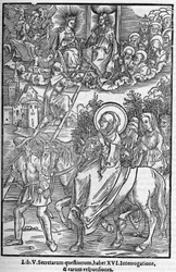 Saint Brigitte de Suede (Santa Brigitta di Svezia) (Brigida, Bridget, Brigite) (1303-1373). Widow, founder of the Order of the Holy Savior. Engraving in 