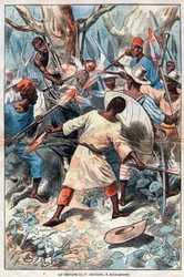 Saint Father Jacques Berthieu first martyr of Madagascar - The martyr of Jacques Berthieu (1838-1896) Jesuit missionary in Madagascar - He was the first Blessed and Martyr of Madagascar - Engraving of 1896