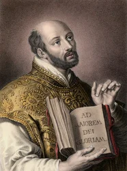 Saint Ignatius of Loyola (1491-1556), Spanish Theologian, Holding a Book with the Latin Motto of the Society of Jesus 