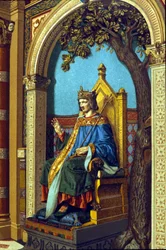 Saint Louis or Louis IX (1214 - 1270) rendering justice.