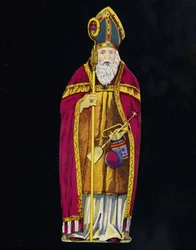 Saint Nicholas with toys in hand. 19th century