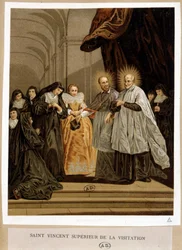Saint Vincent de Paul, superior of the Visitation, Jeanne de Chantal - from 18th century painting