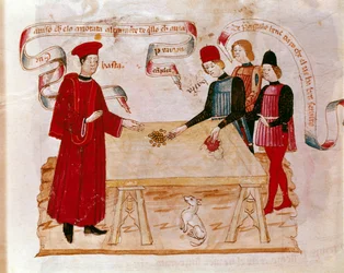 Scene of bribery of a magistrate (miniature)