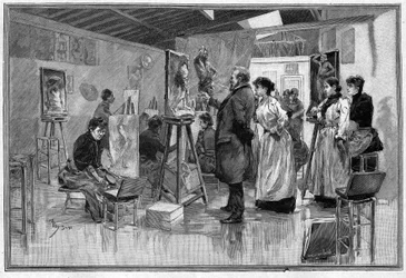 Sculpture workshop in Paris in 1892