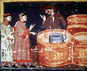 Shop of Artisan from a Miniature Manuscript of the 14th century