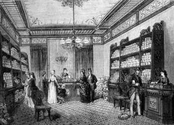 Shop of the Compagnie Moka Zanzibar, coffee shop in Paris.