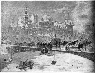 Slump of the bridge of Arcole in Paris in 1888