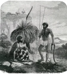 Snake Hunters in Australia (Engraving 1868)