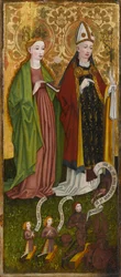St. Barbara and St. Valentine with Caspar von Laubenberg and His Sons, circa 1450