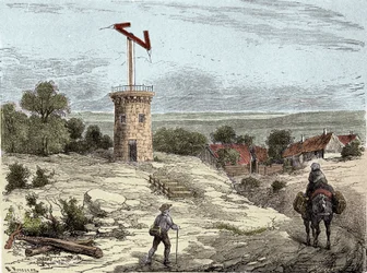 Telegraph: Telegraph of Claude Chappe (1765-1805) around 1794 (engraving)