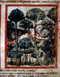 Thamar (Tamar) is Possessed by Amnon (Ammon). Miniature Taken from Codex 212 (or Padovano Codice or Bible of Padua) 1390-1400 Rovigo, Accademia dei Concordi