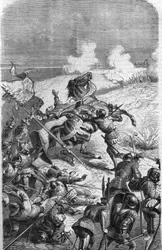The 75-year-old veteran John Talot leading an expedition of 3000 men, engraving representing Talbot