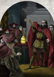 The Antipope John XXIII (1410-1415) (Baldassarre Cossa) was proclaimed sovereign pontiff by the Council of Pisa in 1410. Engraving from 1842 in 