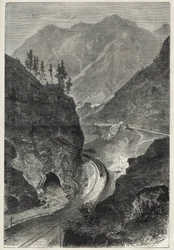 The Brenner Railway to Tyrol - Engraving 1867