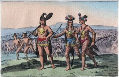 The Chiefs of Florida on Their Way to War (Native American Indian) - engraving from “Usi e Costumi di Tutti i Popoli dell